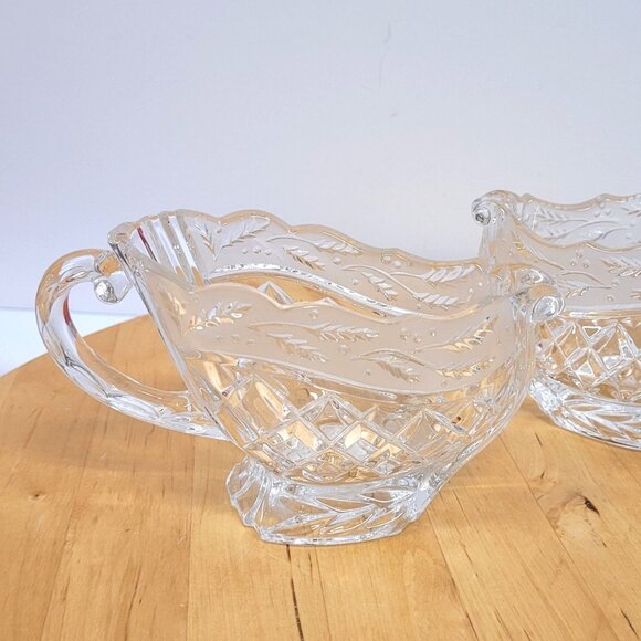 Gorham Sleigh Sugar & Cream Set Lead Crystal C701 Germany Christmas Winter - Picture 5 of 8